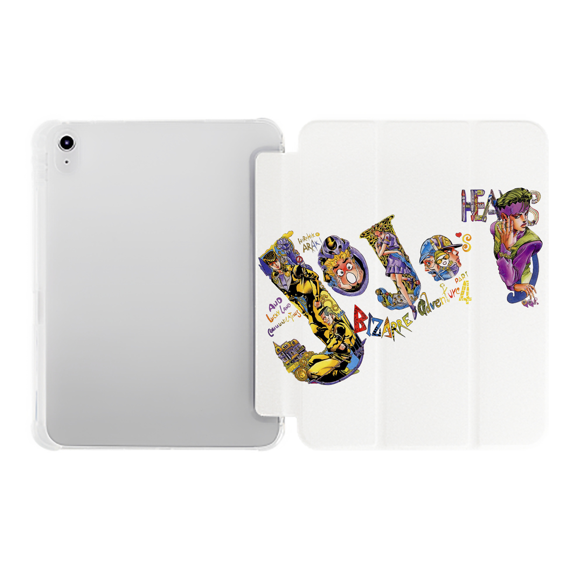（画像用） ジョジョの奇妙な冒険 JoJo's Bizarre Adventure IPad ケース ペン収納付き 三つ折りスタンド PUレザー×シリコン 対応機種9.5/10.5/10.9インチ